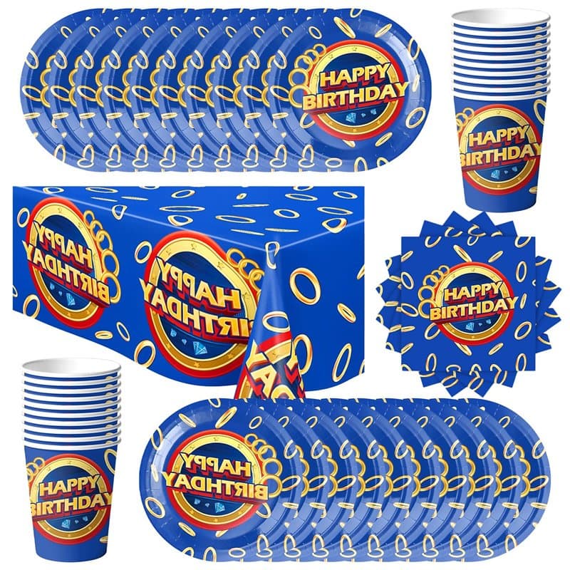 Vaisselle de fête hérisson, pour garçon avec assiettes en carton, serviettes en papier, gobelets en carton et nappes, convient p