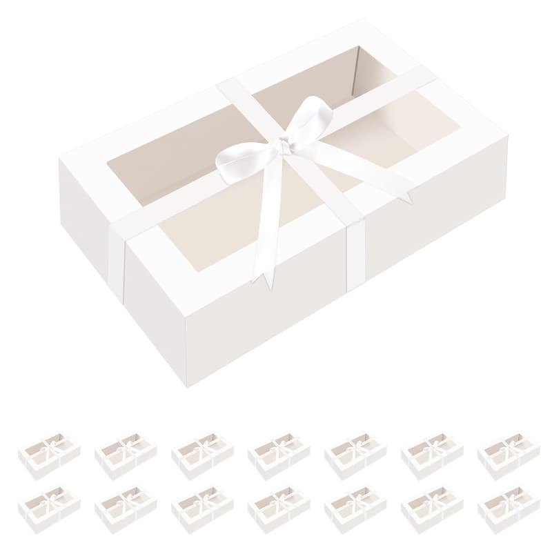 PKGMAGIC 15 Boîtes à Macarons pour 12, 18,54 x 10,67 x 4,83 CM, Boîte à Macarons Blancs avec Fenêtre Transparente, Boîtes D'emba