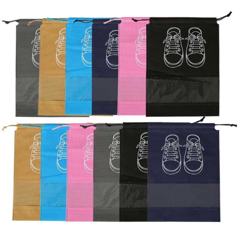 Dantolo 12 Pièces Sac à Chaussures Voyage, Noir Imperméable Anti-poussière Sacs de Rangement Housses Chaussures avec Fenêtre Tra