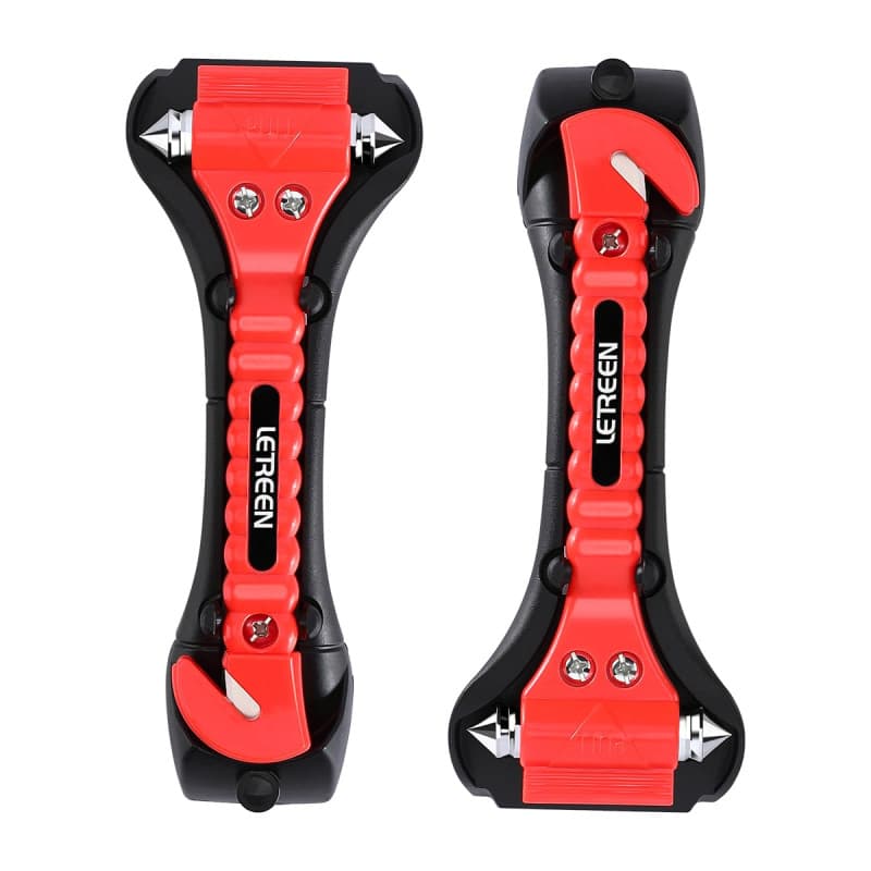 LETREEN Lot de 2 Pièces Marteaux de Secours pour Voiture, 2 en 1 Brise-Vitre avec Outil de Coupe Ceinture, Marteaux de Secours,