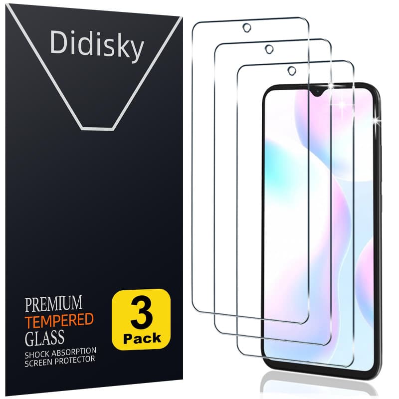 Didisky Lot de 3 Protecteur Verre Trempé pour Xiaomi Redmi 9A, 9C,10A, 9AT, 9C NFC, Film Protection écran, dureté 9H, Pas de Bul