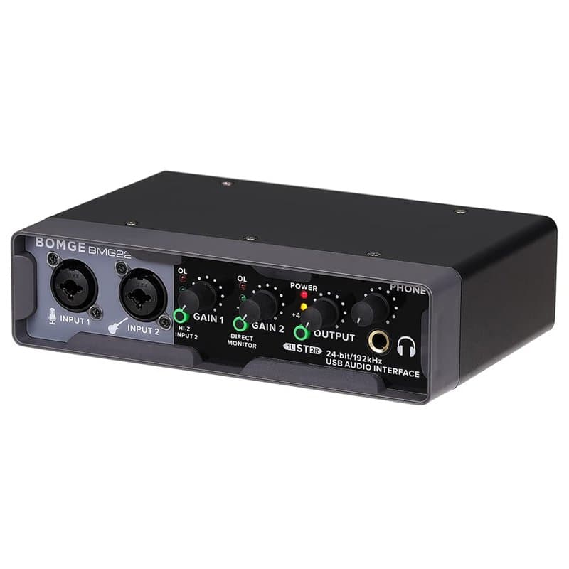 BOMGE Interface audio USB (24 bits/192 kHz) avec XLR, alimentation fantôme, surveillance directe, boucle arrière pour enregistre