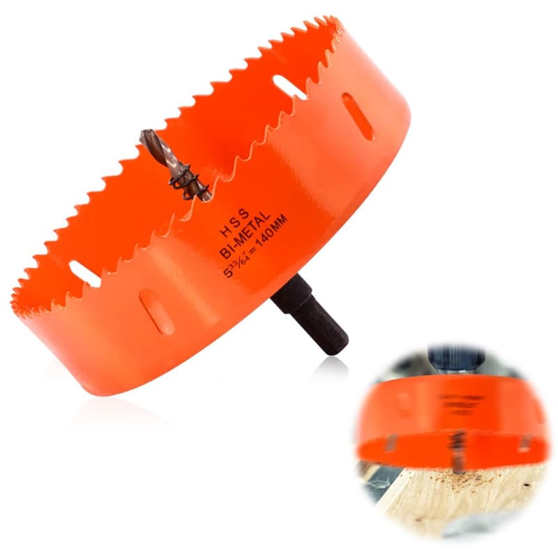 mizikuu Scie Cloche 140mm, Scie cloche HSS M42 Bi-Métal Foret Rond Bimétallique Scie Trèpan Avec Foret De Centrage Pour Bois, Pl