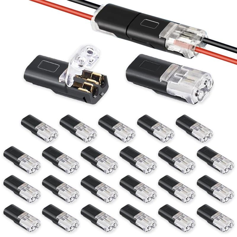 mizikuu 25 Pièces Connecteurs de Fil Basse Tension, Connecteur de câble de Voiture à 2 Broches Étanches Pratiques Et Rapides Con