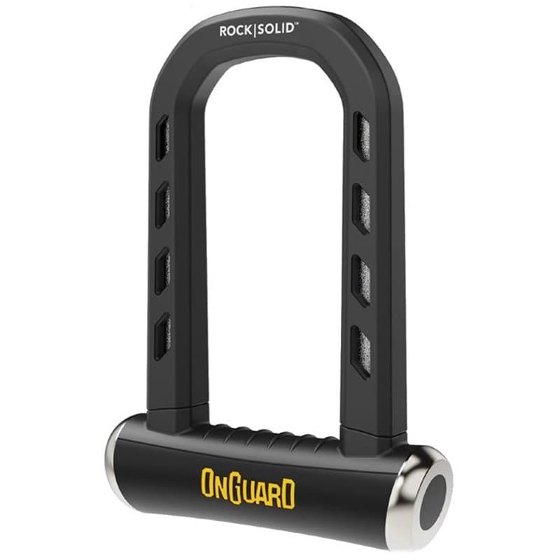 OnGuard RockSolid Antivol en U léger et résistant aux meuleuses d'angle, 8,9 x 17,5 cm, pour vélo ou moto, manille de 14 mm, méc