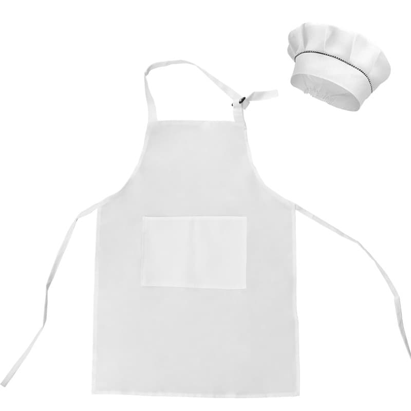 Ensemble tablier et toque de chef pour enfants, tablier de cuisine réglable avec 2 poches pour garçons et filles, tabliers de cu