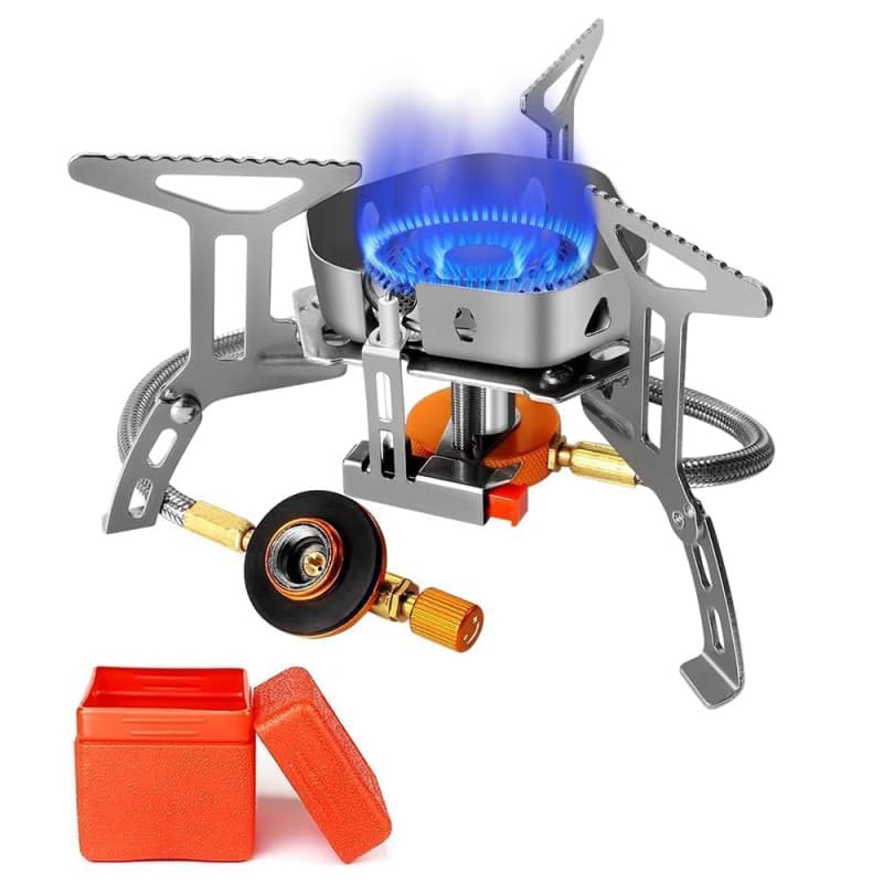 Casenly Réchaud de Camping, 3500W Rechaud Camping Gaz, Réchaud Gaz Pliable avec Allumage Piézo-électrique, Mini Brûleur à Gaz An
