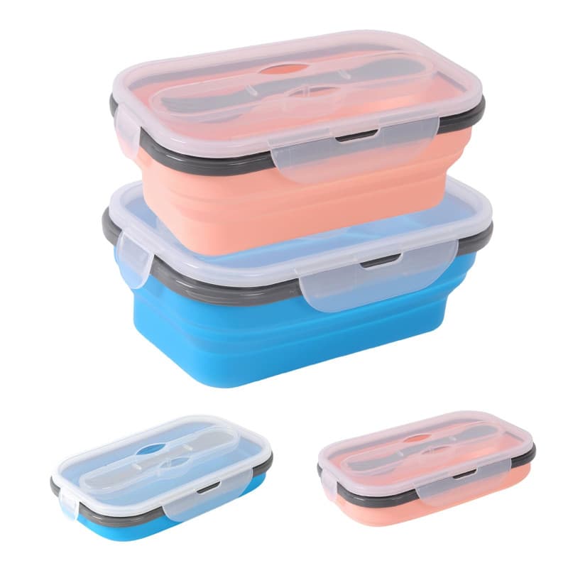 2 Pièces Boîte à Lunch Pliante 900ml Rétractable Déjeuner Bento Box Stockage avec Couvercle Empilable Boîte Bento Anti-Fuite, No
