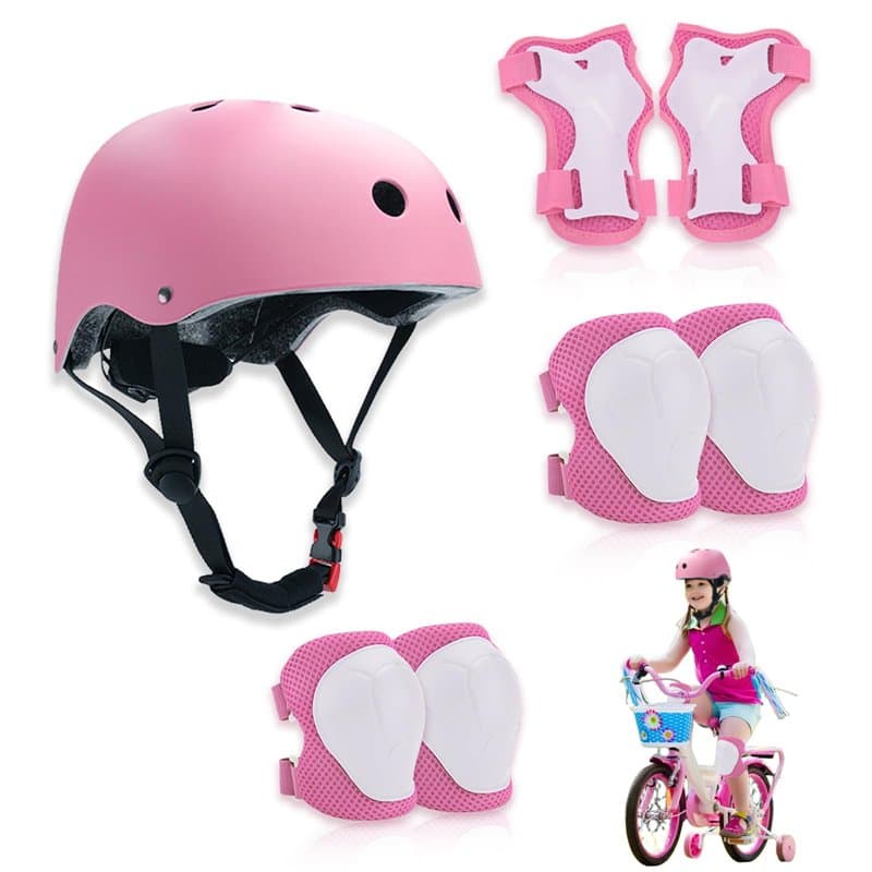 Zyluniy Protection Roller Enfant, 7 Pcs Sets de Protection Rollers, Réglables Coudières Genouillère, Casque Vélo Enfant Kit pour