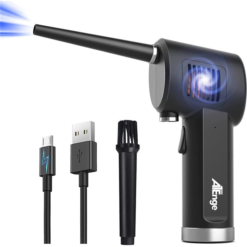 Bombe d'air Comprimé, Dépoussiérant Puissants électrique,Plumeau à air électrique 33000 tr/min, avec câble USB et brosse de nett