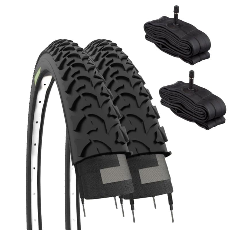 ECOVELO EBI20MAE, 2 pneus 20 x 1,75 (47-406) + Chambres à air avec Valve Schrader Unisexe pour Enfants, Noir, 20 Pouces