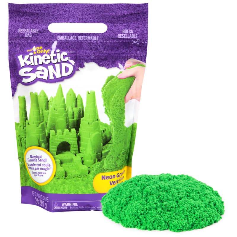 Kinetic Sand, Coffret Swirl N' Surprise avec 907 g de sable modelable rouge, bleu, vert et jaune et 4 outils, Jouets sensoriels