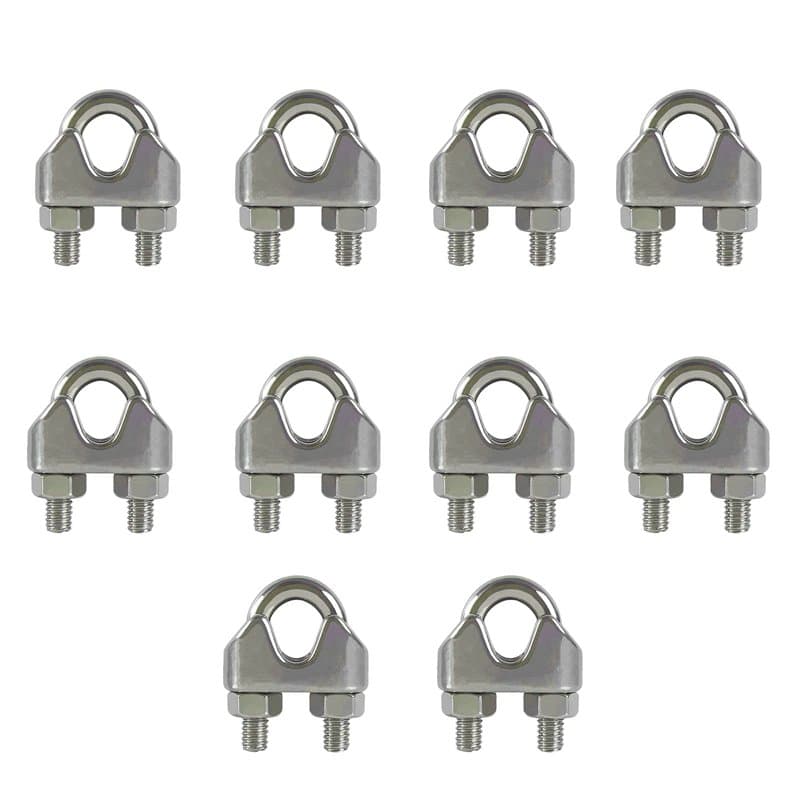 10PCS M8 Wire Rope Clamp 304 Acier Inoxydable Selle de Pince de Câble U Boulon Clip Serrage de Câble Serre Cable Inox Clip de Câ