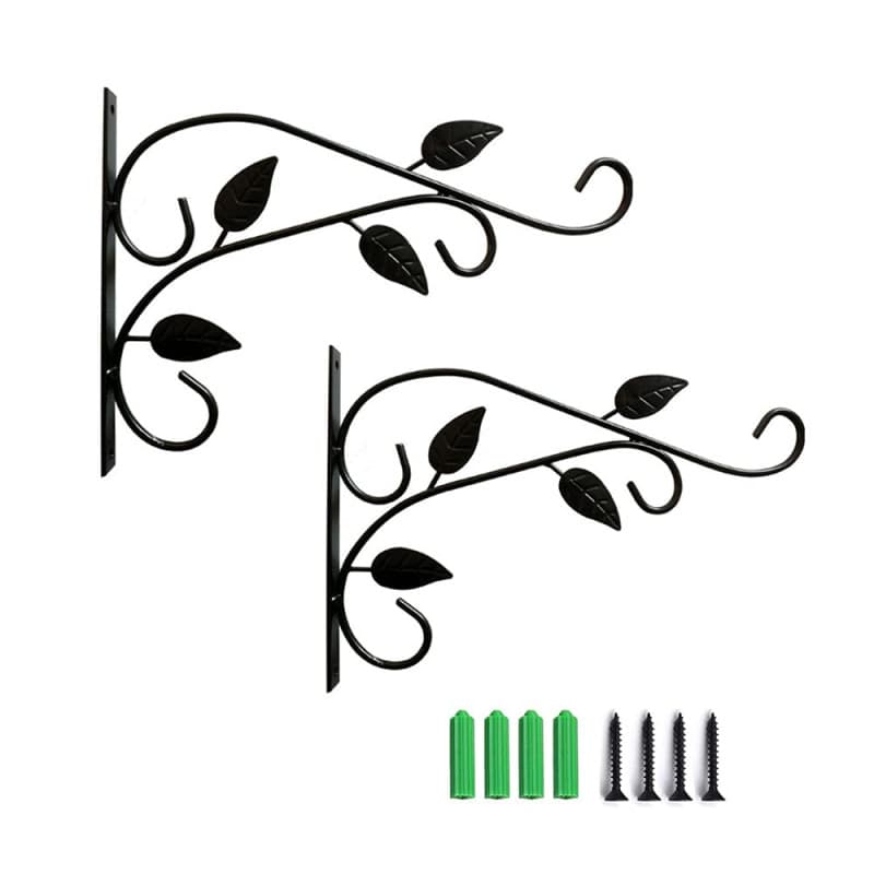 Lot de 2 crochets muraux pour plantes, crochets pour pots suspendus, supports muraux de jardin en fer forgé, crochets de fleurs