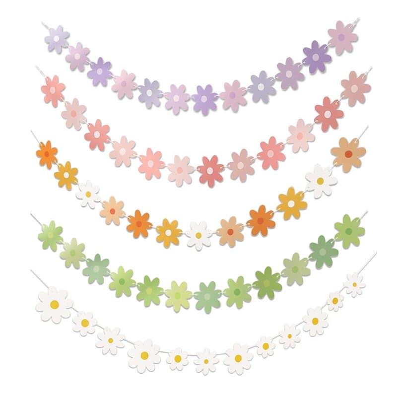 Lot de 5 Bannières de Fête Colorées en Forme de Marguerites,Jolies Décorations de Fête à Suspendre,Décorations Florales pour Fêt