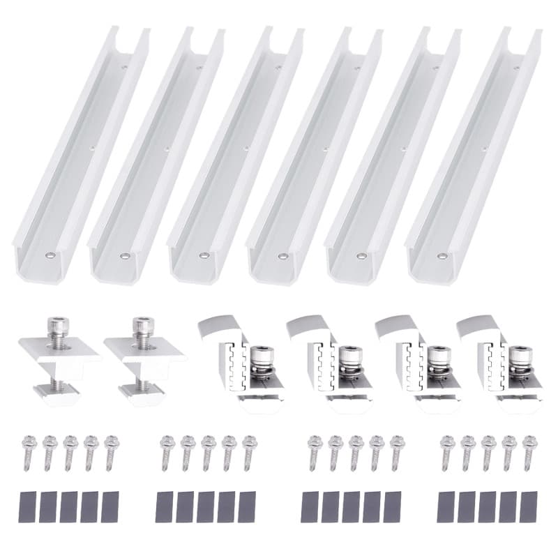 FLYAMAPIRIT Kit de support de panneau solaire en alliage d'aluminium photovoltaïque (6 rails de 300 mm + 4 pinces d'extrémité +