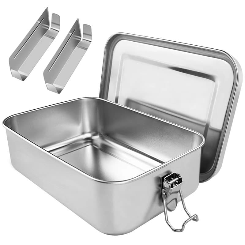 Nutabevr 1400ml Boite Alimentaire à Compartiments Inox Sans BPA & Sans Plastique, Durable et éCologique Boîtes à Bento en Acier