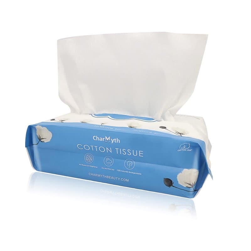 Charmyth Mouchoirs en coton non parfumés pour le visage 100 % coton lingettes sèches pour bébé pour peaux sensibles