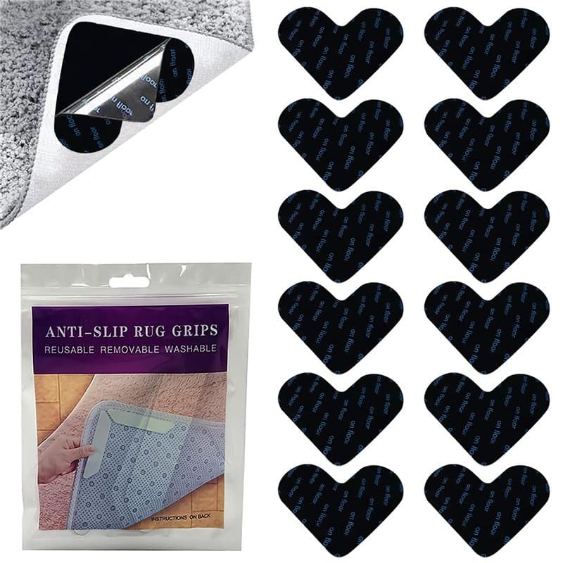 Kryzulax 12 Pièces Anti Derapant Tapis,Rug Grippers,Antiderapant Autocollants de Tapis,Réutilisable et Lavable Tapis Antidérapan