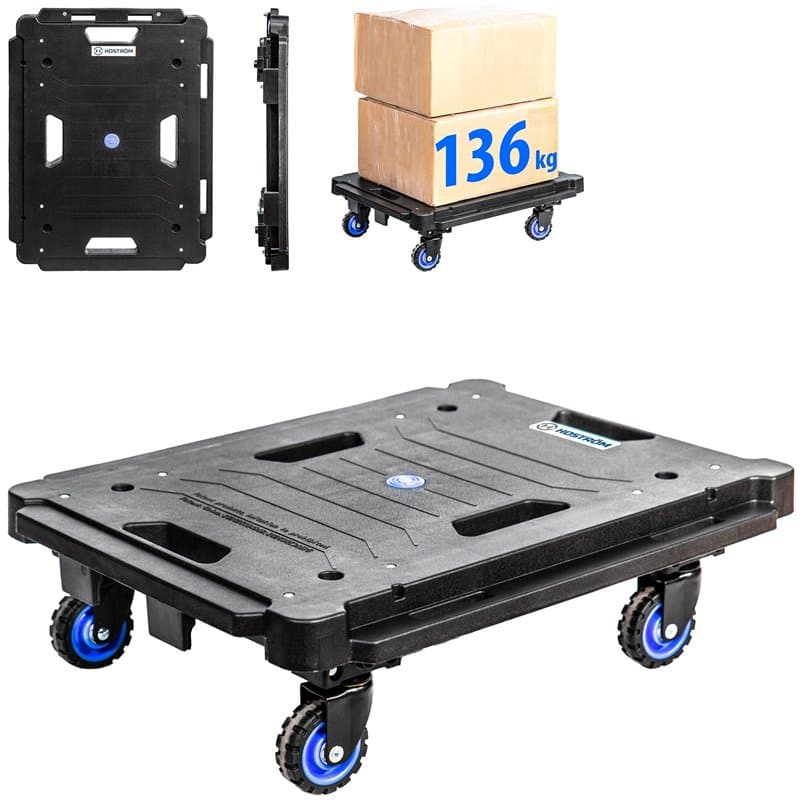 HOSTROM Plateau roulant pliant, Chariot à roulettes, Demenagement, Deplace meuble, 4 roues pivotantes 360°, Charge Max. 136kg, G