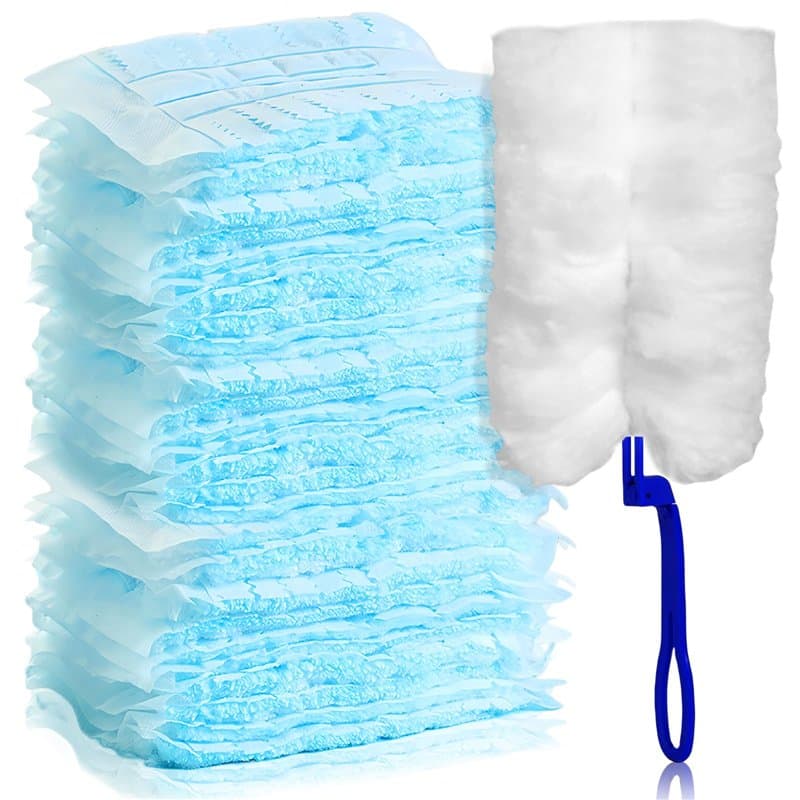 HOSPAOP Lot de 50 plumeaux en microfibre pour Swiffer, avec 1 poignee pour attraper la poussire et la salete de voiture