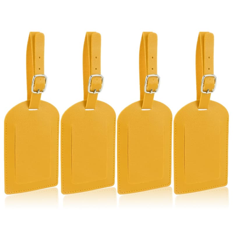 4 Pièces Etiquette Valise, Étiquettes Valise Avion, Identifiants Étiquettes Bagage Cuir avec Sangle Réglable Couverture de Prote