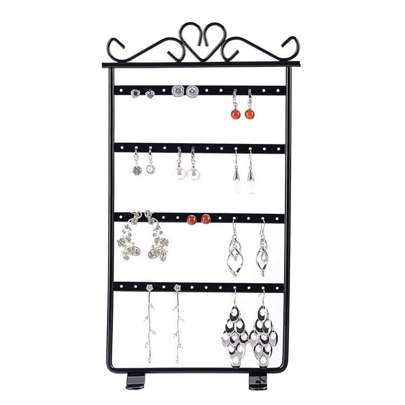 Support À Bijoux Noir,Présentoir Bijoux,Support Boucles D'Oreilles Etagère,Un Total De 48 Trous De Rangement En 4 Couches,Des Bo