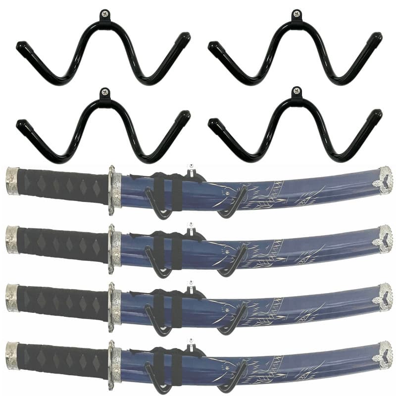Pmsanzay Lot de 4 mini supports muraux pour épée, support d'épée, crochet d'épée, support de suspension – Robuste mais assez fle
