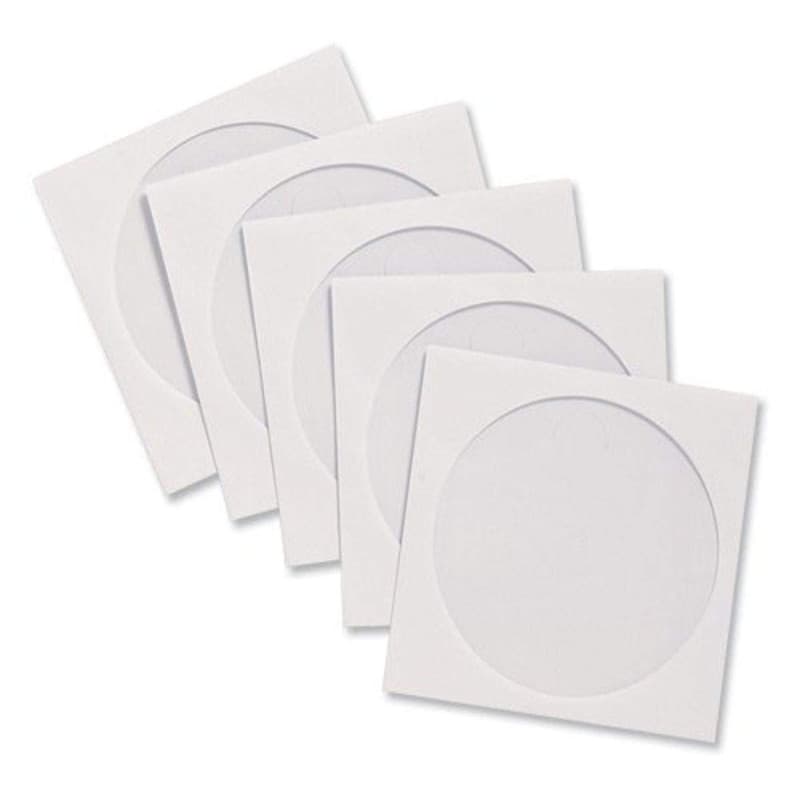 Compucessory Lot de 100 pochettes-enveloppes en papier pour CD avec fenêtre transparente, 126 x 126 mm, Blanc CCS26500