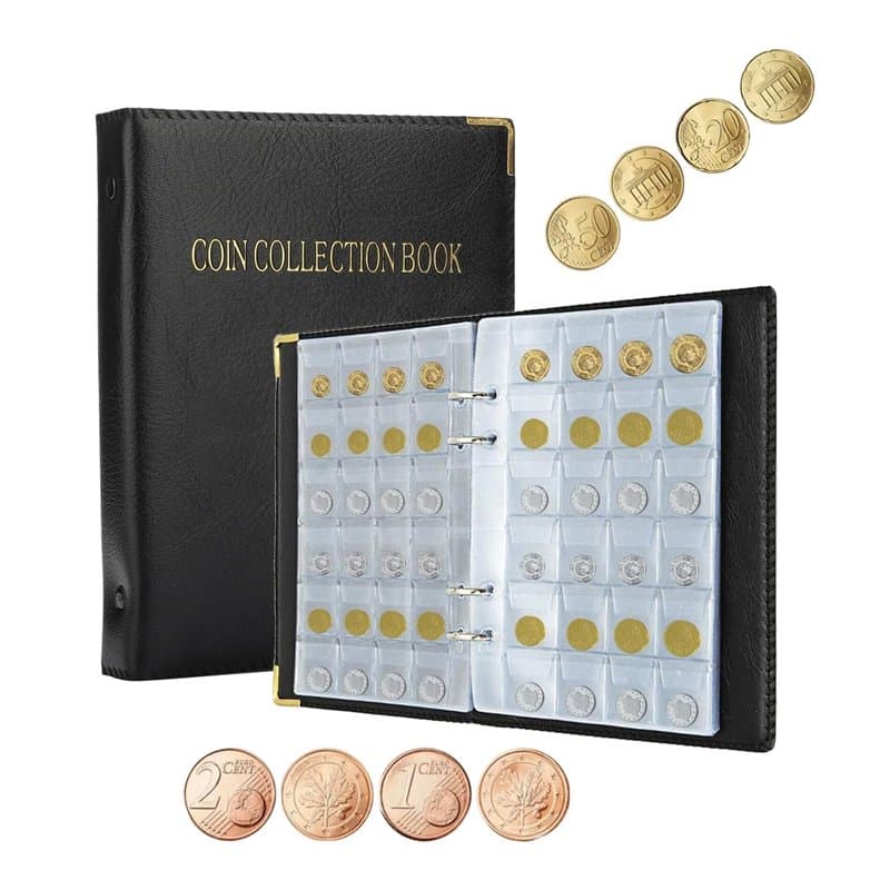 Album de Collection de Pièces,480 Classeur Pieces de Monnaie Rangement,Album Numismatique Collection,Poches Rangements pour Pièc