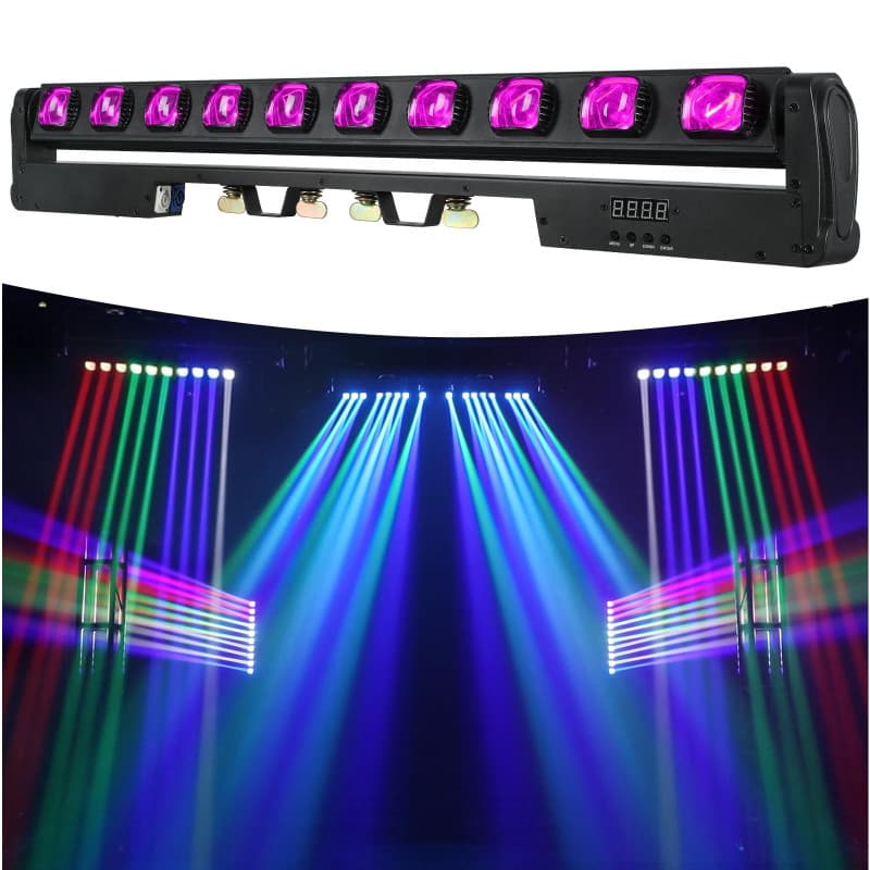 Betopper 10x15W RGBW Led Lyre Beam Barre Lumières de Scène, 4 en1 Wallwasher Stroboscope DMX512 et Son Activés Jeu de Lumiere DJ