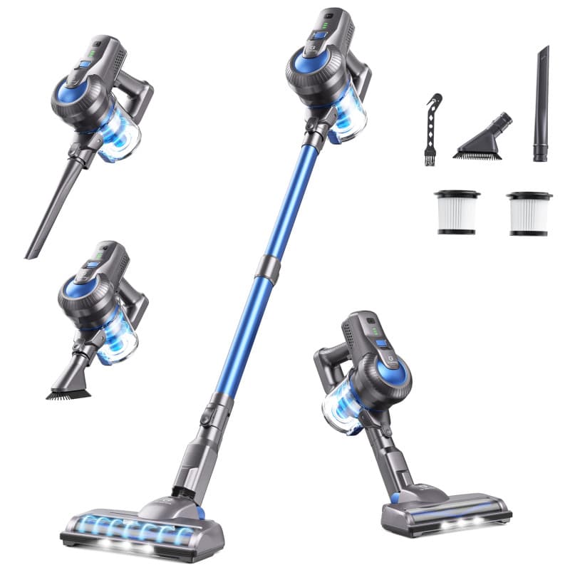 Greenote Aspirateur sans Fil 190w, Léger Et Silencieux, 6 en 1 Polyvalent, Design Autoportant, Batterie Amovible, Autonomie De 3