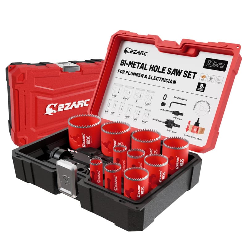 EZARC Scie Cloche Bi-métal, 19-64 mm (16 pièces) Coffret Scie Cloche, profondeur de coupe maximale 48 mm, pour aluminium, acier,
