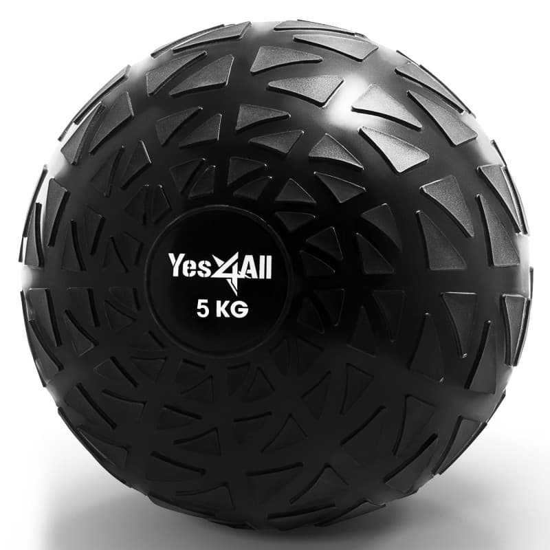 Yes4All FQ6L Dynamic Slam Balls 5 kg, Shiny, Medicine Ball Sand Filled No Bounce Exercise Ball, Suitable for Workout and Strengt