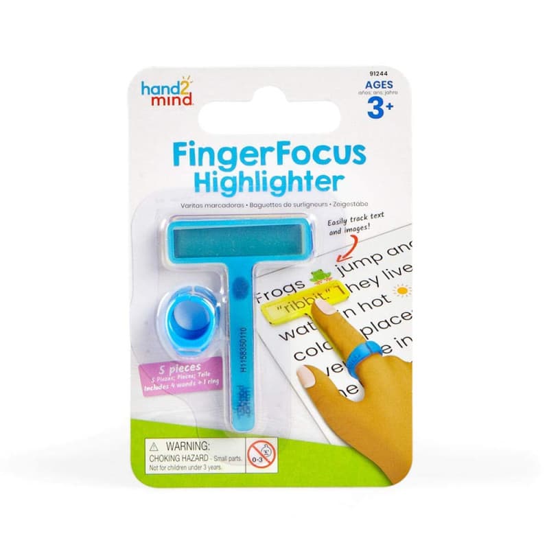 Learning Resources Paquet de surligneurs FingerFocus individuels, jaune bleu violet et transparent