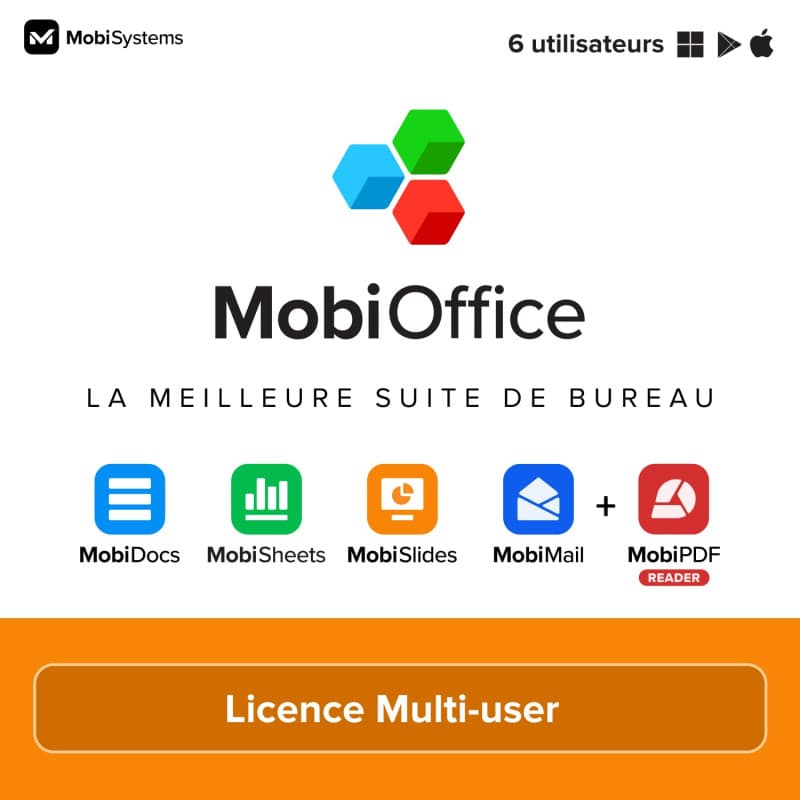 Suite de bureau 4 en 1 MobiOffice Multi-user pour Windows | Licence Multi-user | Traitement de texte, feuilles de calcul, présen