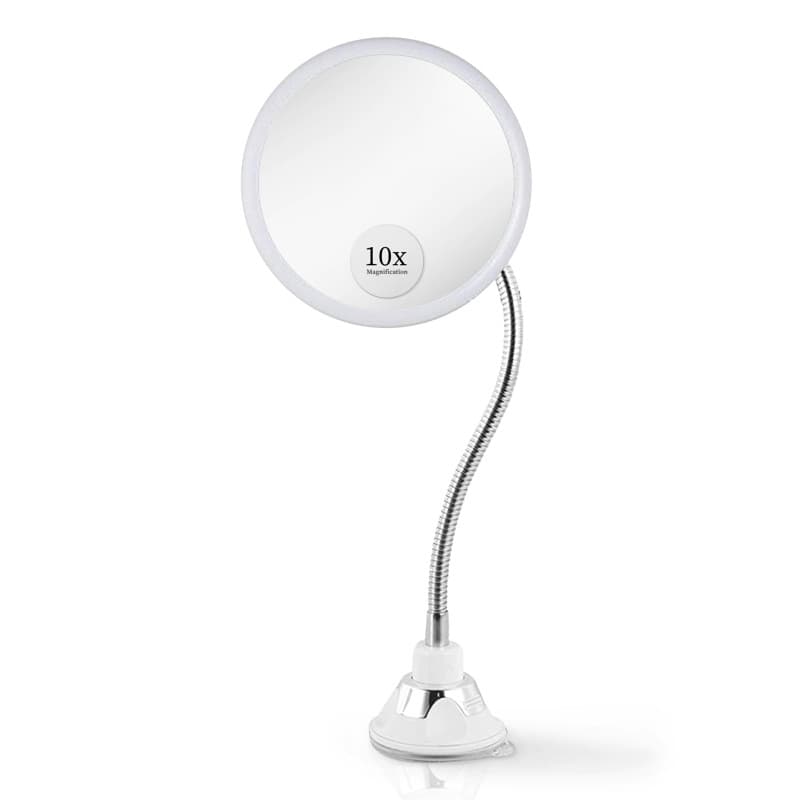 Mirror de Maquillage Grossissant x10 avec Col de Cygne Flexible - Mirror de Table et Mural 2 en 1 pour la Coiffeuse et la Salle