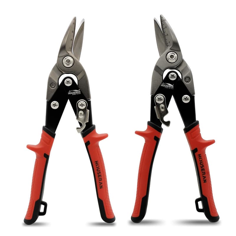HOUSERAN Kit de 2 Cisailles à Tôle Professionnelles 25 cm - Cisaille Offset Gauche/Droite en Acier CR-MO - Pour Tôle Acier, Zinc