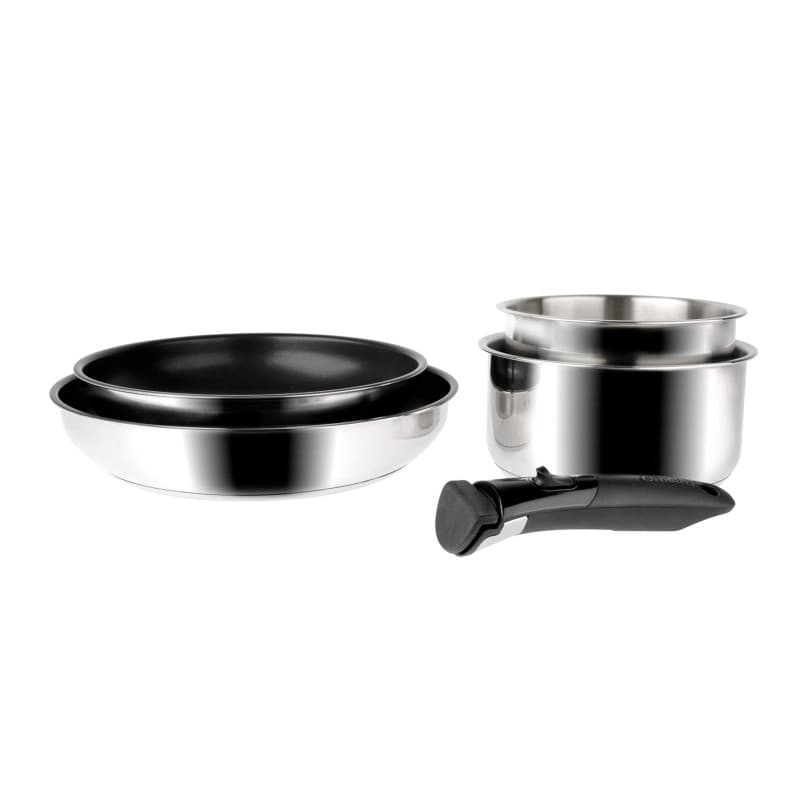Sitram 713517 Set de 5 pièces ARPEGE INOX : 2 poêles Ø24-28 revêtues, 2 casseroles Ø16-18 cm, 1 poignée Amovible