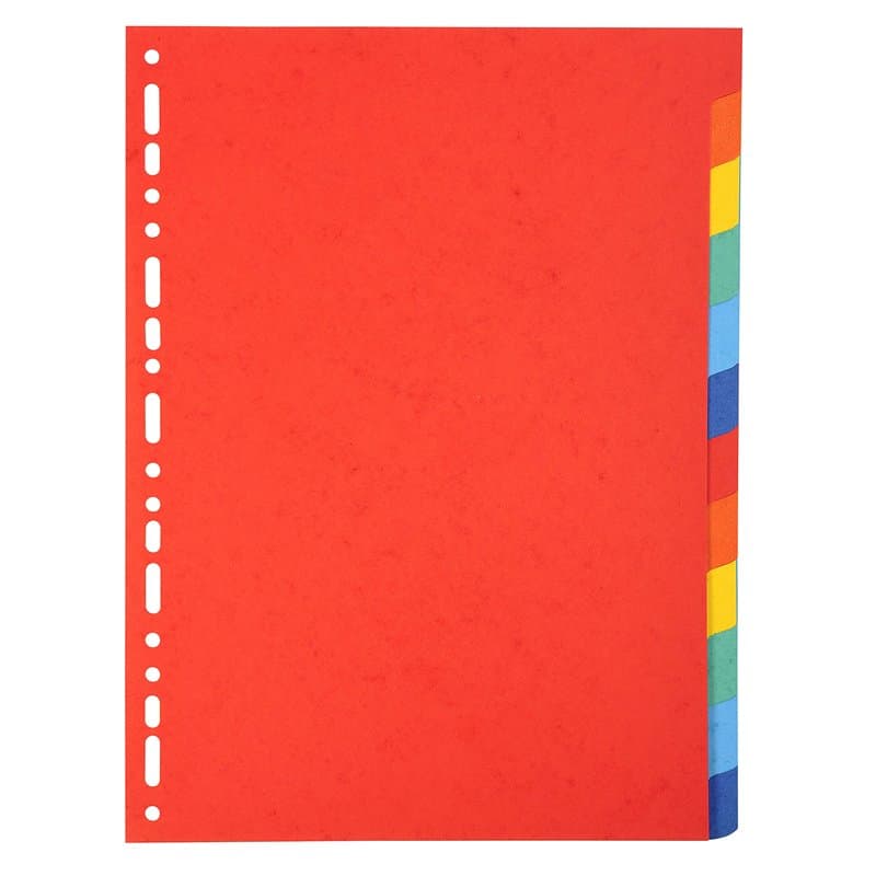 Exacompta - Réf. 2012E - Intercalaires en carte coloris vifs recyclée 220g/m2 avec 12 onglets neutres - Format à classer A4 - Di