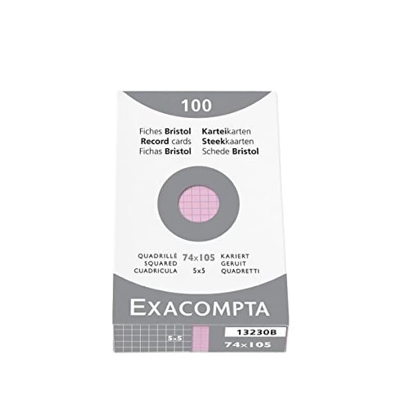 Exacompta - Réf. 13230B - Étui de 100 fiches bristol quadrillées 5x5 non perforées - format 74 x 105 mm - compatibles avec impri