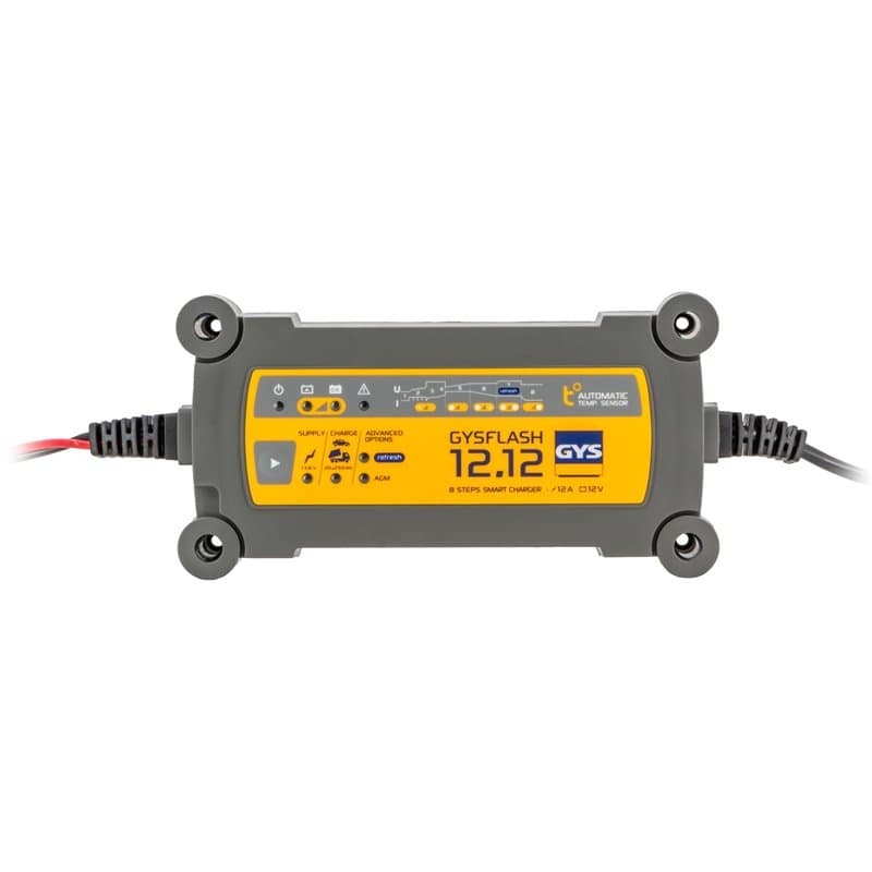 GYS, GYSFLASH 12.12, Chargeur de Batterie Intelligent Plomb (VRLA, AGM, Gel, Liquide, EFB), 12A, Véhicules 12V (Voiture, Utilita