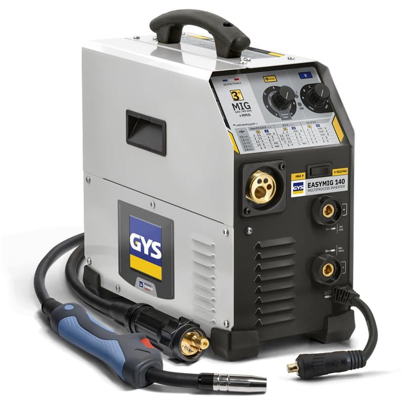 GYS - EASYMIG 140 - Poste à souder - Inverter - MIG/MAG - Ø0.6/0.8/0.9 mm - 230V - Livré avec pince de masse, torche Mig et port