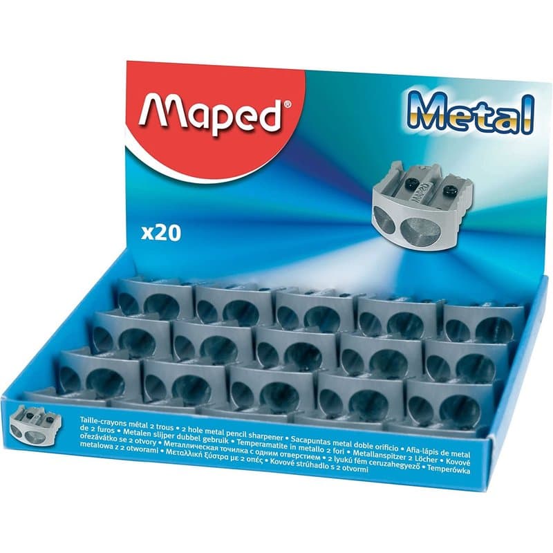 Maped Office And Stationery 506700 Taille-crayon classique à double trou en Métal, Métallique