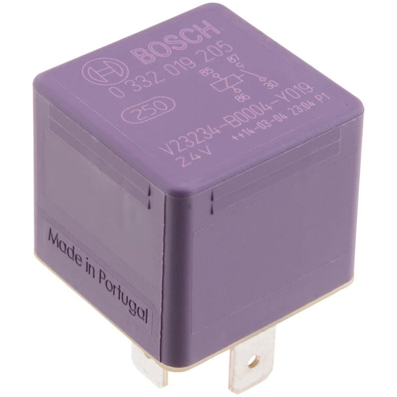 Bosch 0332019205 Mini-Relais 24V 40A, 4 Terminaux, Ip5K4, Résistance aux Températures Allant de -40° C À 85° C