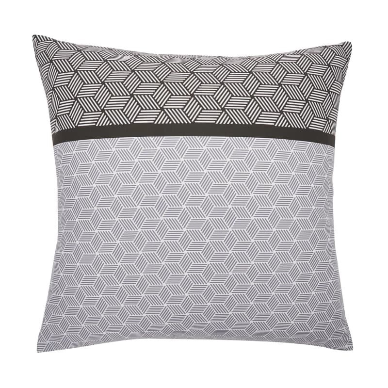 Taie d'oreiller imprimée en Bambou, Made in France, Quentin, 63 x 63 cm, Origin, Blanc et Noir