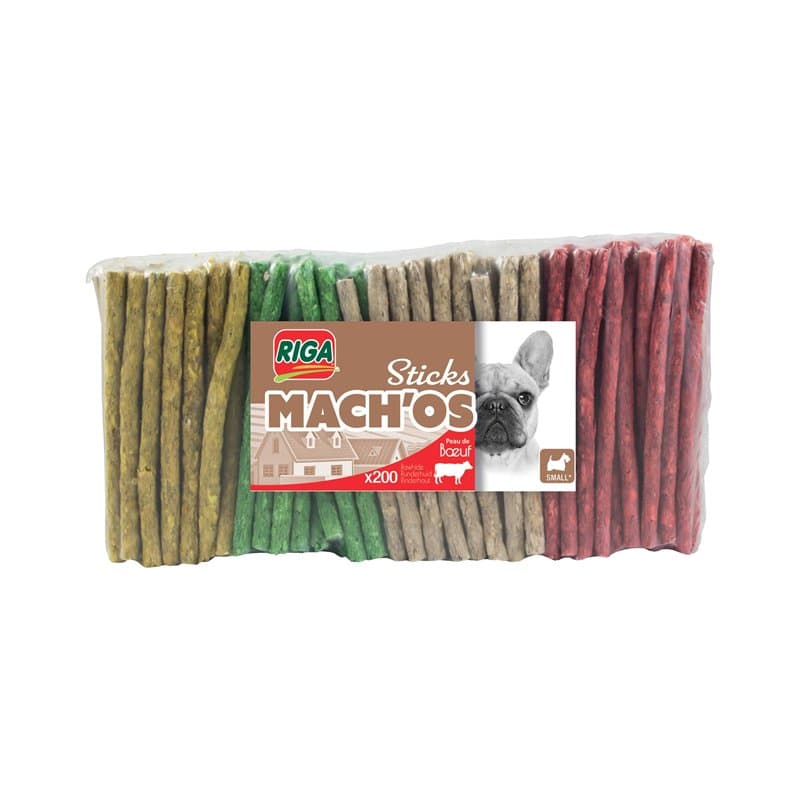 RIGA - Mach'os - Bâtonnet Aggloméré - Friandise Chien - Peau De Buffle - Riche en Protéines - Hygiène Buccale - Mastication Et R