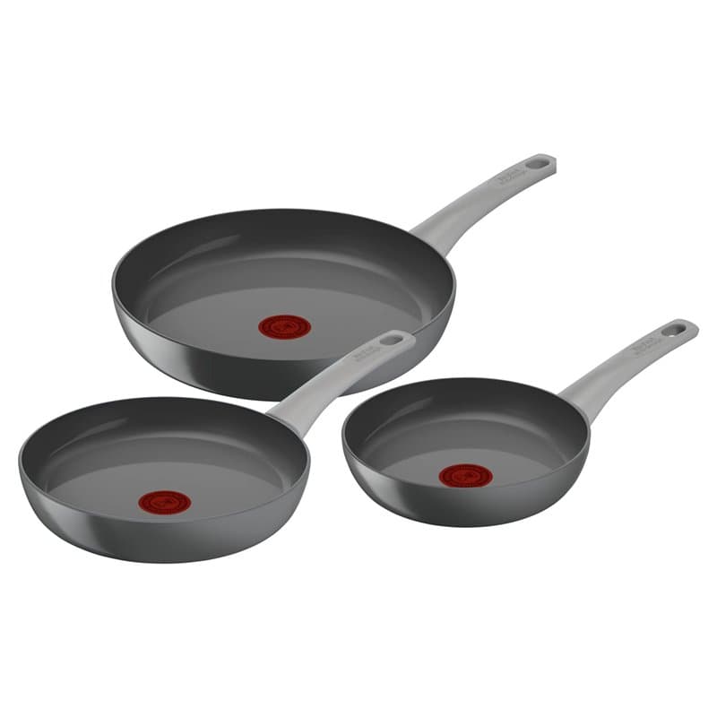 Tefal Lot de 3 poêles 20/24/28 cm, Induction, Revêtement antiadhésif céramique, Indicateur de cuisson Thermo-Signal, Eco-concept