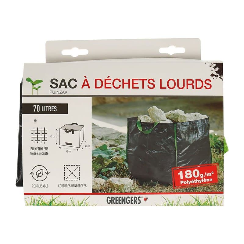 Greengers - Sacs à déchets de jardin, Jardin - Sac à gravats ultra résistant 70L, Sac à bûches renforcé 70L, Sac jardinage 70L -