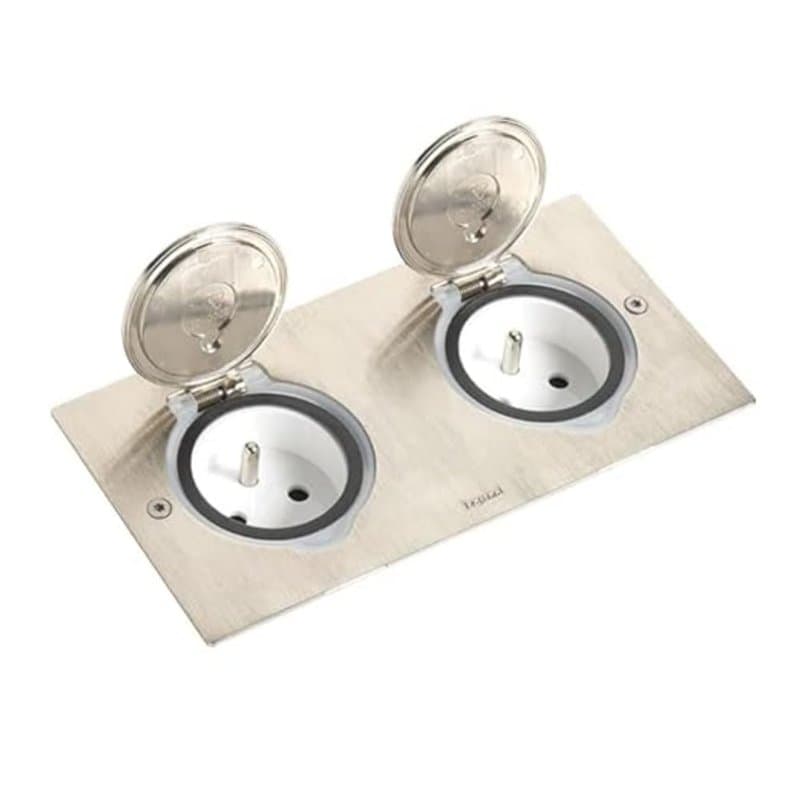 Legrand 089702 Platine de Sol Rectangulaire à Équiper de Mécanismes Mosaic, 2 Postes, Inox